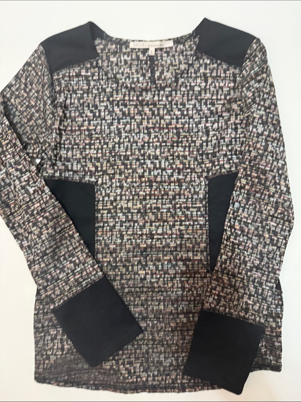 RACHEL Rachel Roy Black Multicolor Knit Shirt